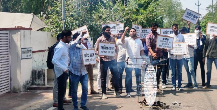 घाटमीका आन्दोलन पहाडी- कैथवाडा के बाद जा पहूँचा जयपुर:  एनएसयूआई ने राज्यमंत्री का जलाया पुतला