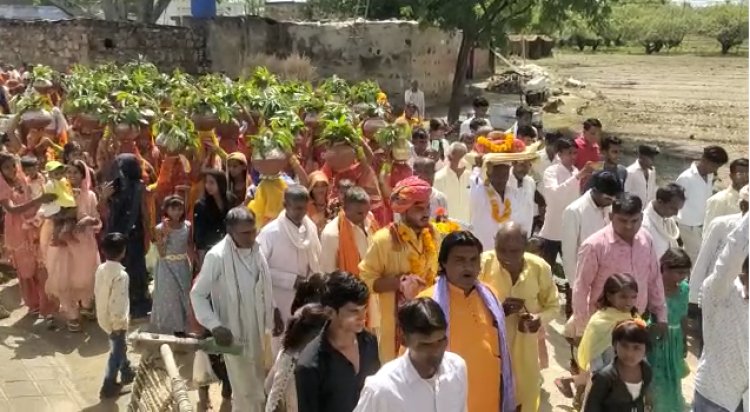 नंगली गाव में उमड़ा आस्था का सैलाब: 7 दिवसीय श्रीमद्भागवत कथा से पूर्व निकली कलश यात्रा का जगह-जगह किया भव्य स्वागत