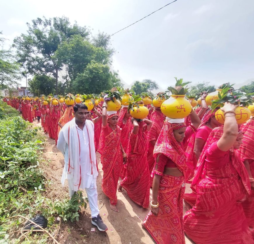 उपखंण्ड भुसावर के ग्राम घाटरी में निकाली भव्य कलश यात्रा:कथा का शुभारंभ आज