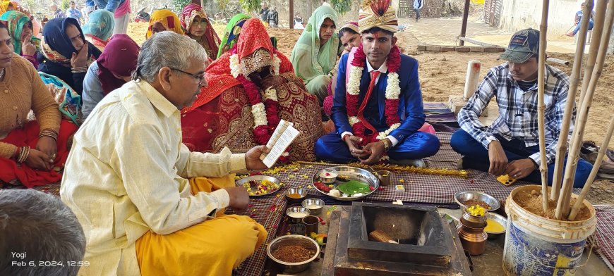 गायत्री शक्ति पीठ बारा भड़कोल द्वारा  बिना दहेज के करवाया आदर्श विवाह