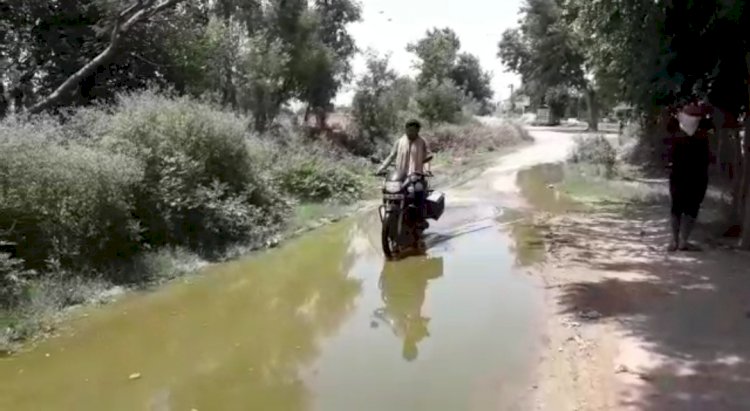 धौंकल नगर में मुख्य मार्ग बना दरिया,ग्रामीण परेशान,मक्खी-मच्छरों ने किया जीना मुहाल