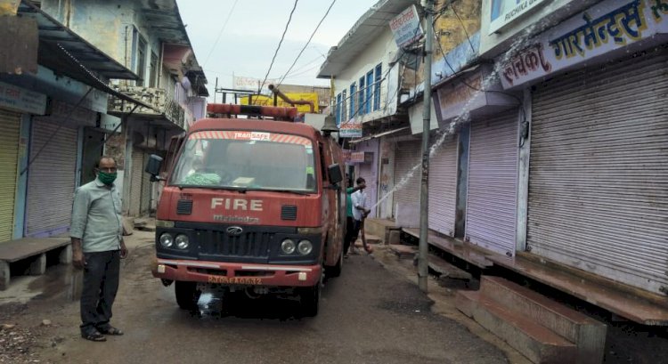 बयाना कस्बे मे हाईपोक्लोराइड का छिडकाव कराया